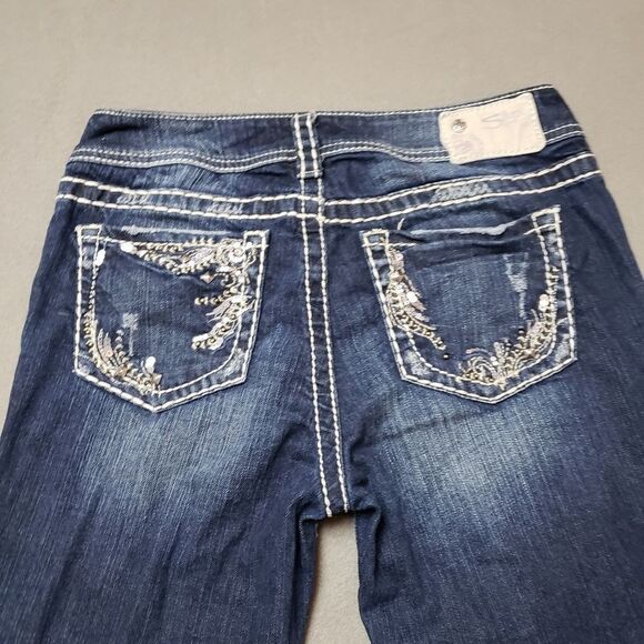 Silver Jeans, Suki Mid Slim Boot Womens bling / embroidery cropped bootcut - Picture 4 of 15